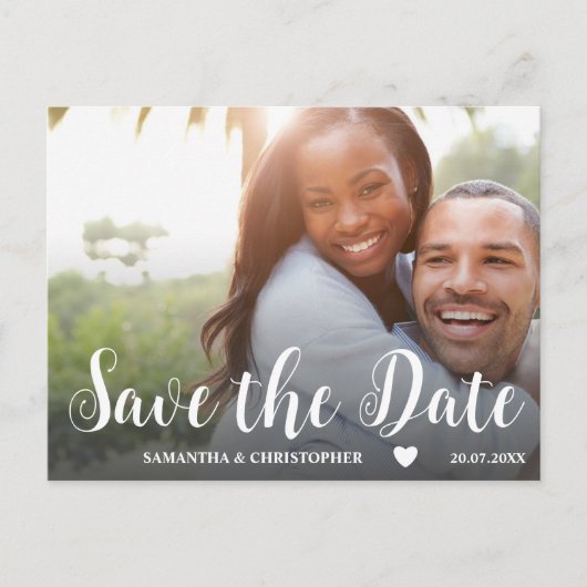 Moderne Foto Schwarz/Weiß Save the Date Hochzeit Postkarte (Vorderseite)