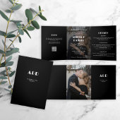 Moderne Foto Schwarz-Weiß-uAwg Hochzeit Dreifach Gefaltete Einladung