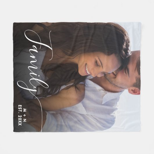 Moderne Foto Script Couple Family Liebe Initialen Fleecedecke (Vorderseite (Horizontal))