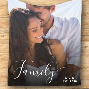 Moderne Foto Script Couple Family Liebe Initialen Fleecedecke