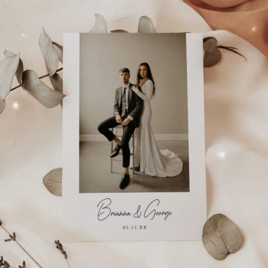 Moderne Foto Script Elopement Hochzeitsempfehlung Einladung