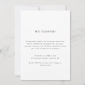 Moderne Foto Script Elopement Hochzeitsempfehlung Einladung (Rückseite)