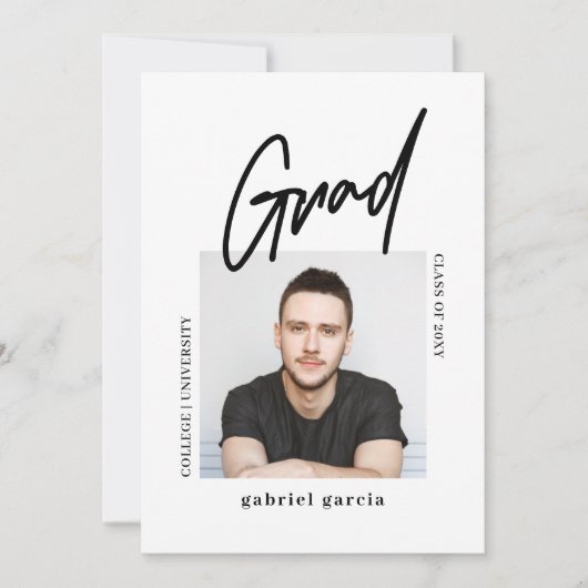 Moderne Foto Script Graduation Party Einladung (Vorderseite)