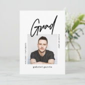 Moderne Foto Script Graduation Party Einladung (Stehend Vorderseite)