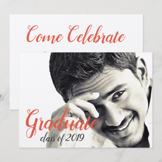 Moderne Foto Script Graduation Party Einladung (Vorne/Hinten)