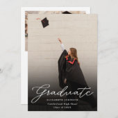 Moderne Foto Script Graduation Party Einladung (Vorne/Hinten)