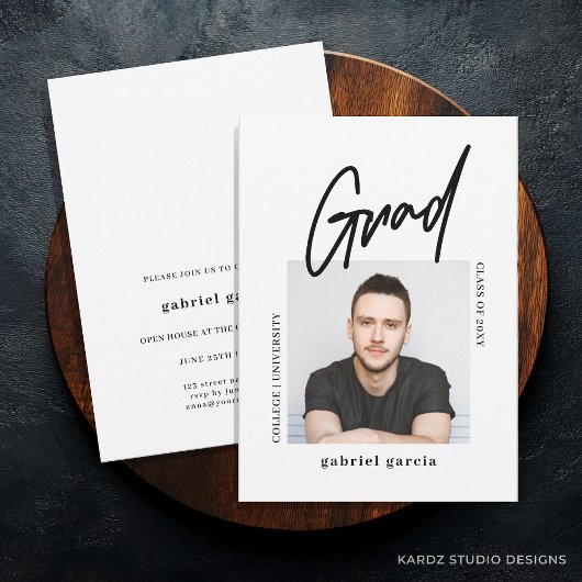 Moderne Foto Script Graduation Party Einladung