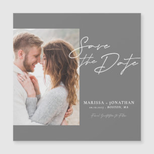 Moderne Foto Script Save the Date Magnetkarte
