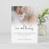 Moderne Foto Script Verlobung Liebe und Dank Karte (Stehend Vorderseite)