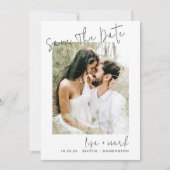 Moderne Foto Script-Verlobung Save the Date Einladung (Vorderseite)