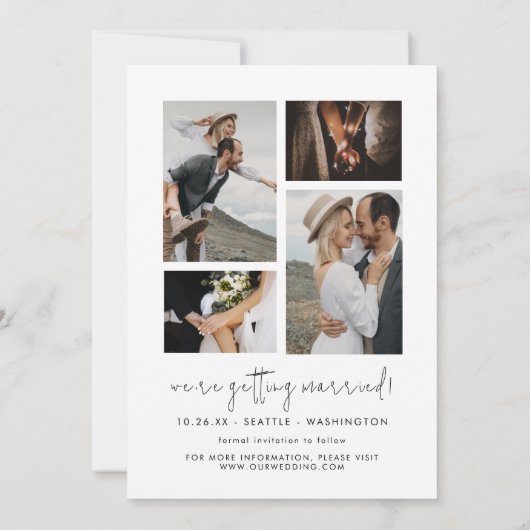 Moderne Foto Script-Verlobung Save the Date Einladung (Rückseite)