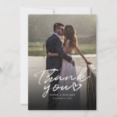 Moderne Foto Script Wedding Danke Card (Vorderseite)