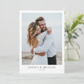 Moderne Foto Script Wedding Danke Card (Stehend Vorderseite)
