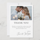 Moderne Foto Script Wedding Danke Card (Rückseite)