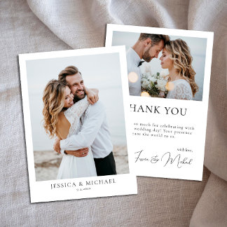 Moderne Foto Script Wedding Danke Card