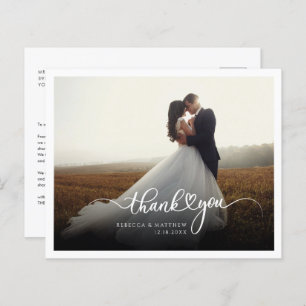Moderne Foto Script Wedding Danke Card