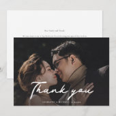 Moderne Foto Script Wedding Dankeskarte (Vorne/Hinten)