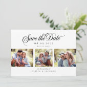 Moderne Foto Script Wedding Save The Date (Stehend Vorderseite)