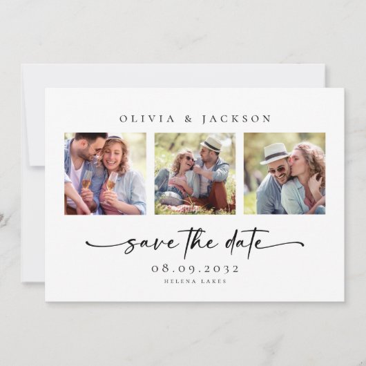 Moderne Foto Script Wedding Save The Date (Vorderseite)