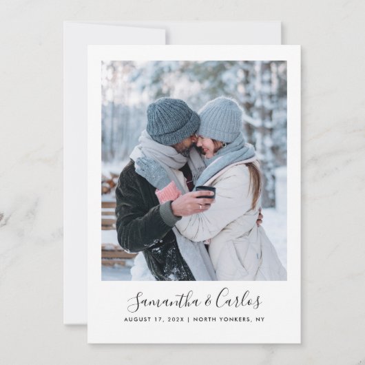 Moderne Foto Script Wedding Save The Date (Vorderseite)