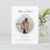 Moderne Foto Script Wedding Save The Date (Stehend Vorderseite)