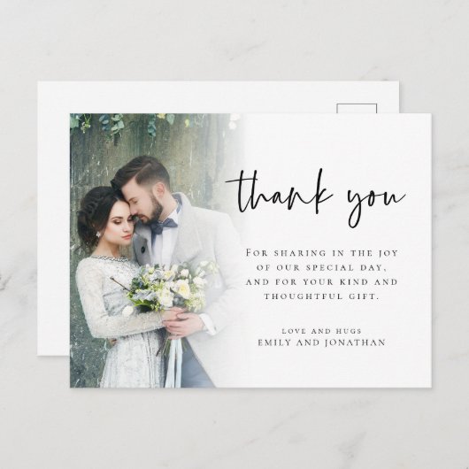Moderne Foto Script Wedding Vielen Dank für Ihre F Postkarte (Vorne/Hinten)