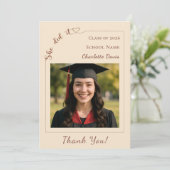 Moderne Foto-Sekt Abschluss Sie hat es geschafft Dankeskarte (Stehend Vorderseite)