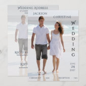 Moderne Foto-Serif-Typografie Strandhochzeit Einladung (Vorne/Hinten)