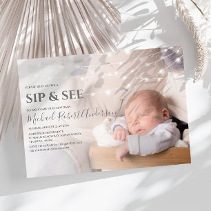 Moderne Foto-Sip-and-See-Party-Einladung Einladung