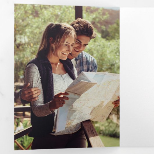 Moderne Foto-Skriptereihen speichern die Datumskar Dreifach Gefaltete Ankündigung (Innen Erste Seite)