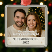 Moderne Foto-Snowflake aus Neutronen und Gold Ornament Aus Metall