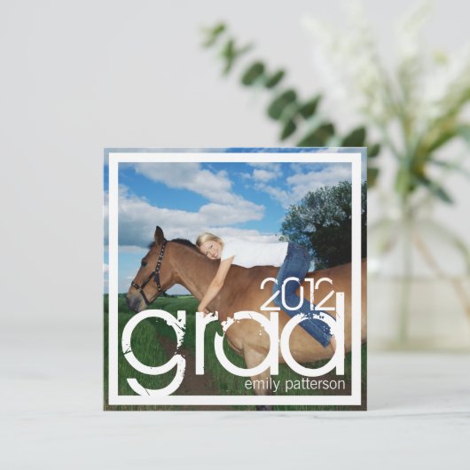 Moderne Foto Square Grad Graduation Party Einladung (Stehend Vorderseite)