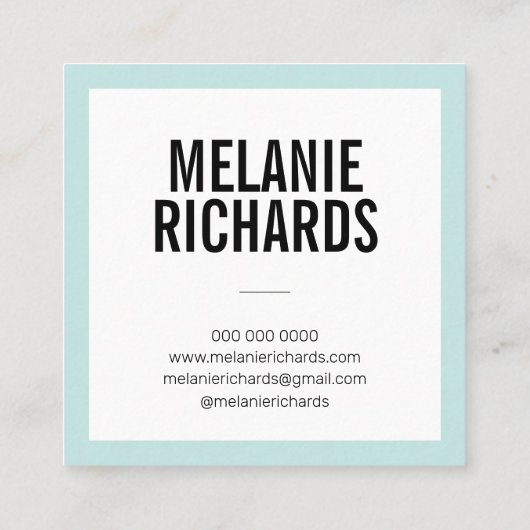 Moderne Foto Square Visitenkarte (Rückseite)