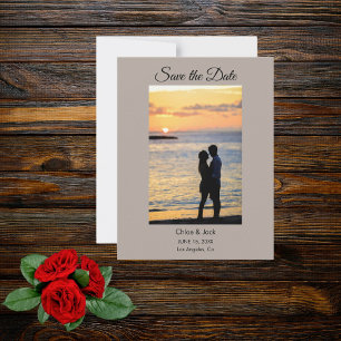 Moderne Foto-Stein-Grau Save-The-Date-Karte Save The Date