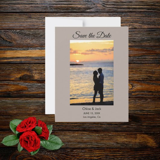 Moderne Foto-Stein-Grau Save-The-Date-Karte Save The Date