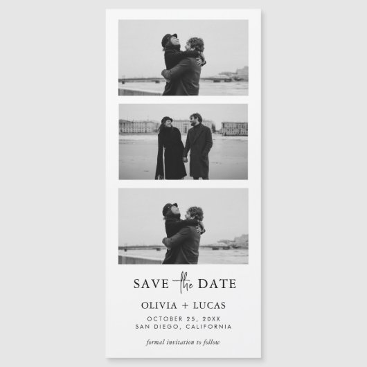 Moderne Foto-Streifen MagnetWedding retten das Dat Magnetkarte (Vorderseite)