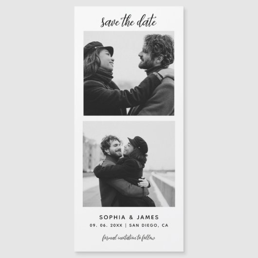 Moderne Foto-Streifen MagnetWedding retten das Dat Magnetkarte (Vorderseite)