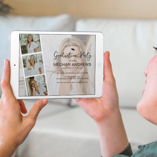 Moderne Foto Strip Collage Graduation Party Einladung
