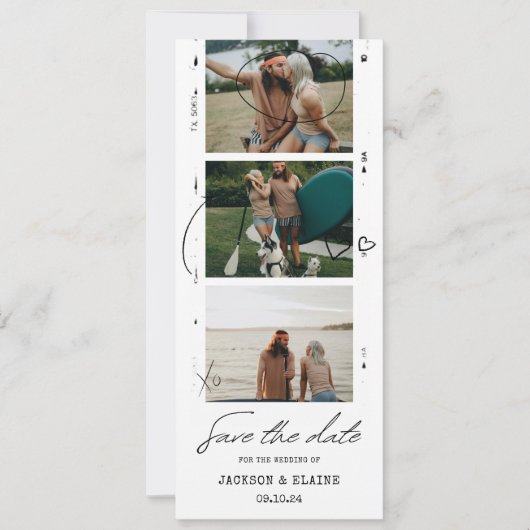 Moderne Foto Strip Wedding Save The Date (Vorderseite)