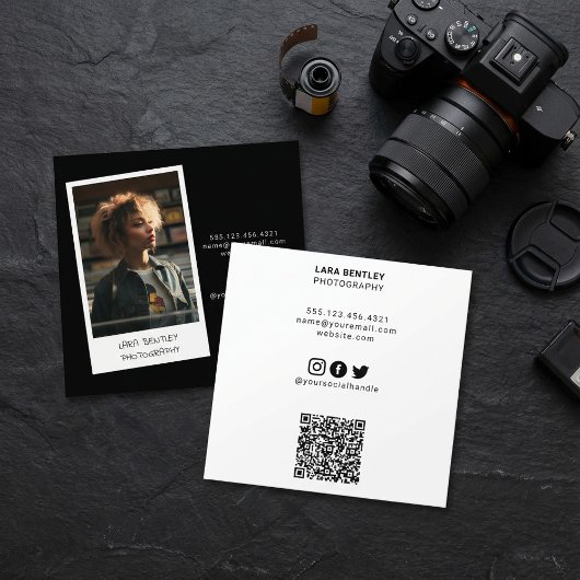 Moderne Foto Stylist Social Media mit QR-Code Quadratische Visitenkarte