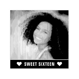Moderne Foto Sweet Sixteen Herzen Permastempel