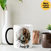 Moderne Foto-Tasse mit Name & Two Pictures Verwandlungstasse