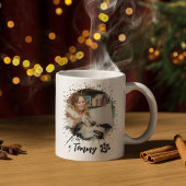 Moderne Foto-Tasse mit Name & Two Pictures Verwandlungstasse