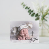 Moderne Foto Taufe Vielen Dank Postkarte (Stehend Vorderseite)