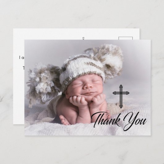 Moderne Foto Taufe Vielen Dank Postkarte (Vorne/Hinten)