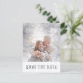 Moderne Foto Text Overlay-Hochzeit speichern das D Ankündigungspostkarte (Stehend Vorderseite)