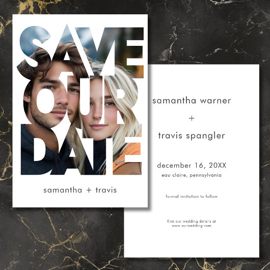 Moderne Foto-Textrahmen-Hochzeit Save The Date