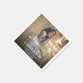 Moderne Foto Typografie Erste Heilige Kommune Serviette (Ecke)