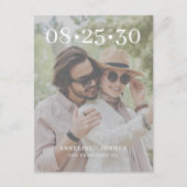 Moderne Foto Typografie Hochzeit speichern das Dat Ankündigungspostkarte (Vorderseite)