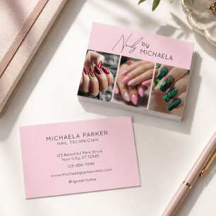 Moderne Foto-Typografie Nageldesignerin Pink  Visitenkarte
